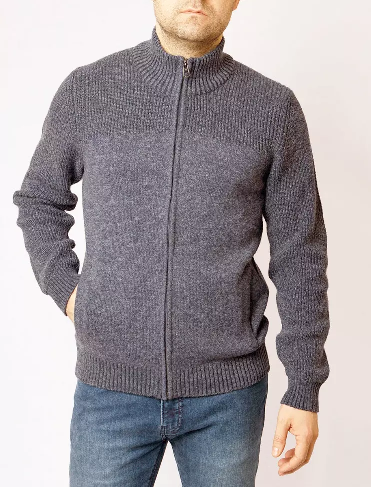 PIERRE CARDIN GEBREID VEST GRIJS MET ZIJZAKKEN