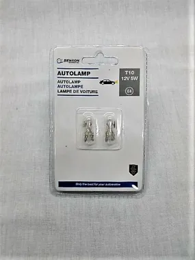 Autolampje 12V. T10 5 Watt, per 2 stuks