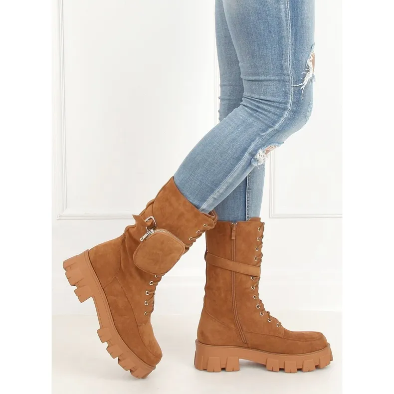 Camel NC1111 Camel laarzen met een portemonnee bruin veelkleurig