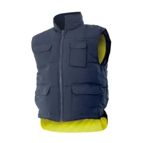 Chaleco multibolsillos reversible alta visibilidad azul y amarillo