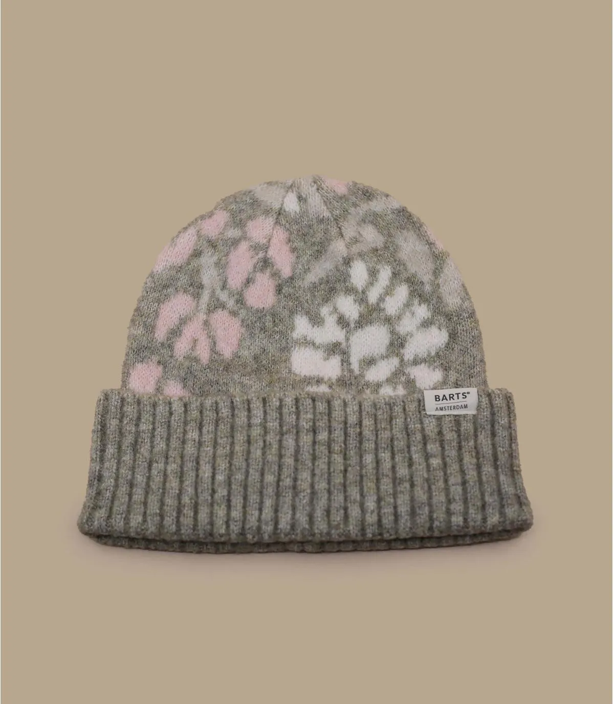 Damesmuts roze groen revers Vinne Beanie light pistache