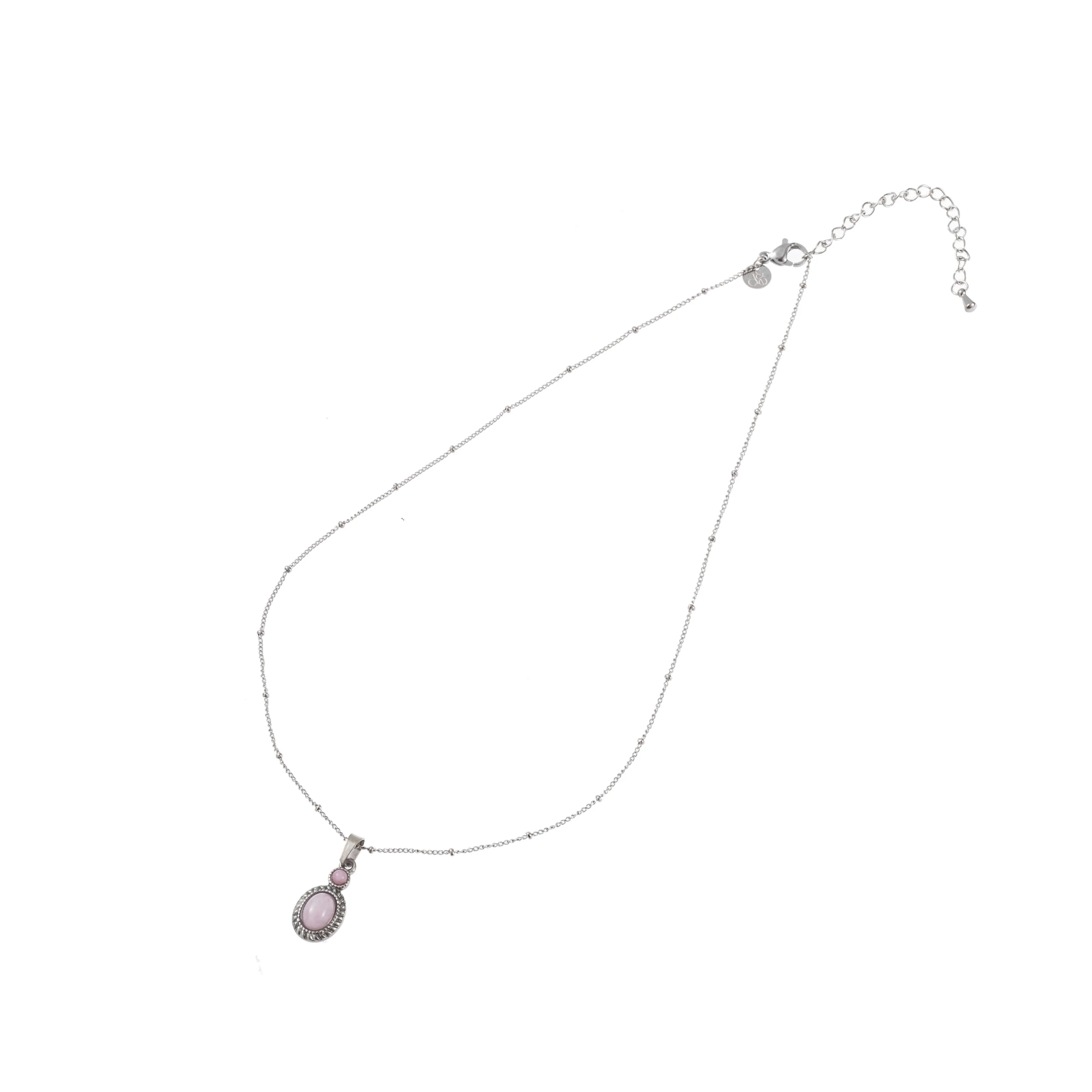 Day&Eve Ketting Double Stone Drop Rose Quartz