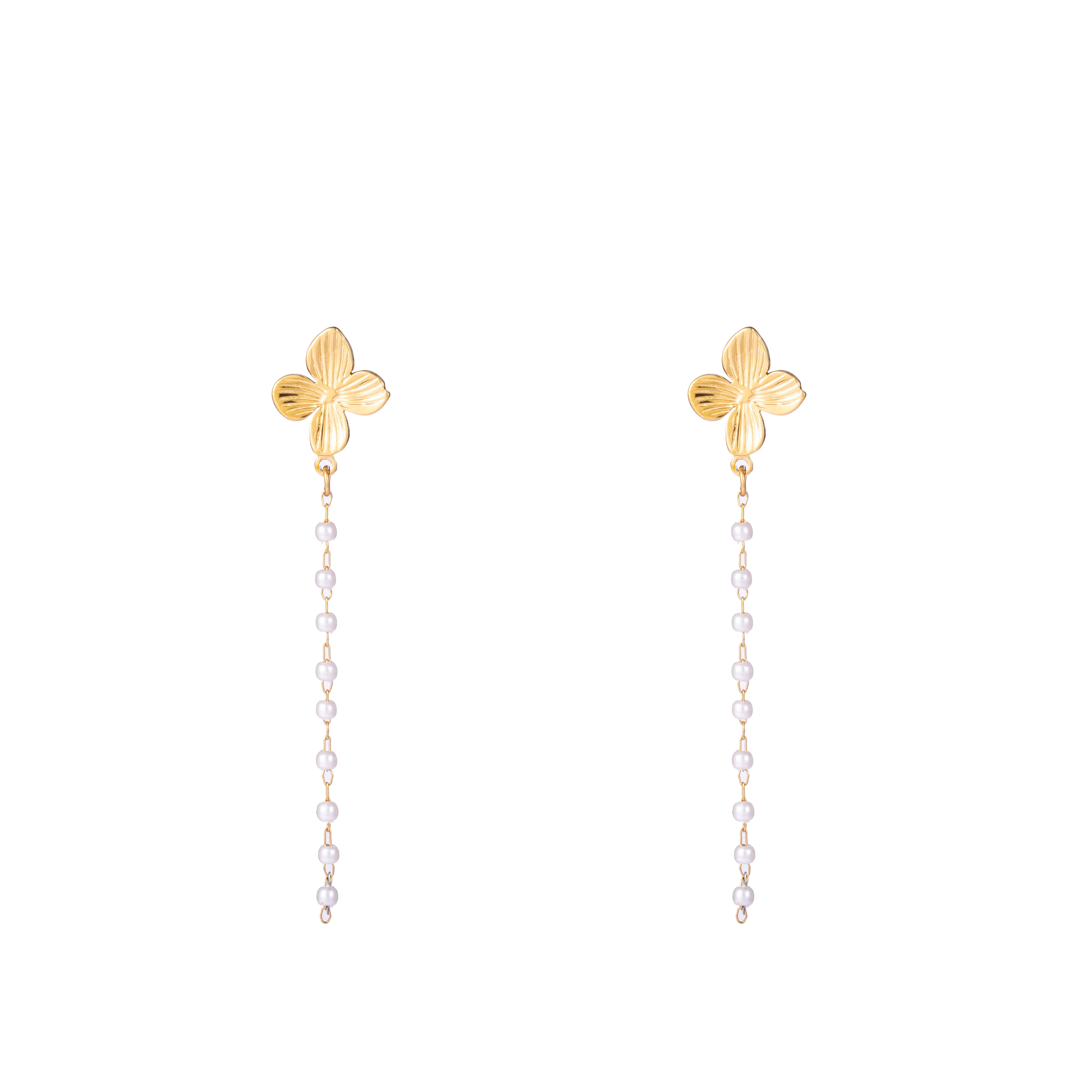 Day&Eve Oorbellen Leaf With Pearls Goud