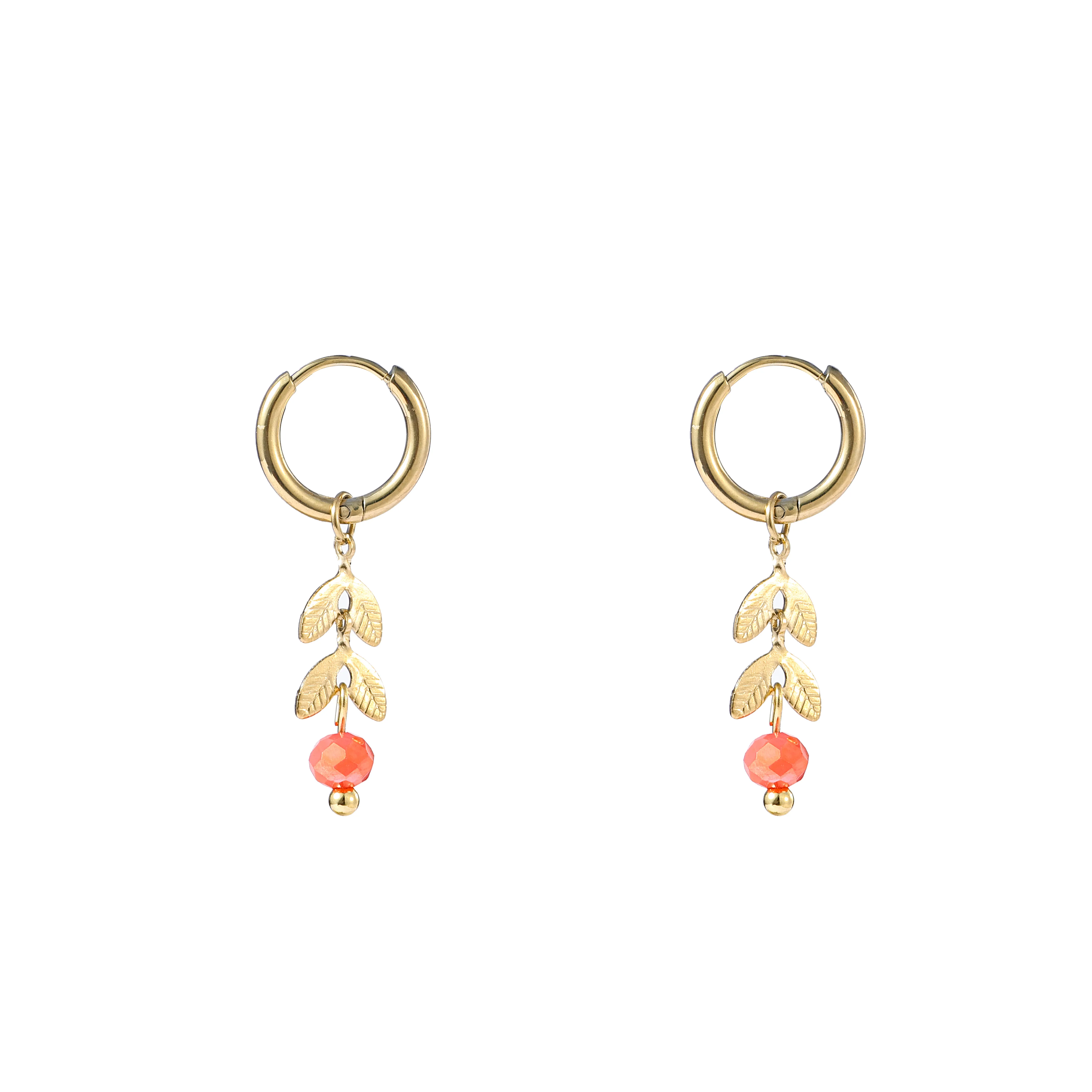 Day&Eve Oorringen Fine Leaves Coral | Goud