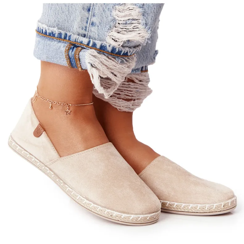 EVE Dames Velours Espadrilles Beige Vulcano