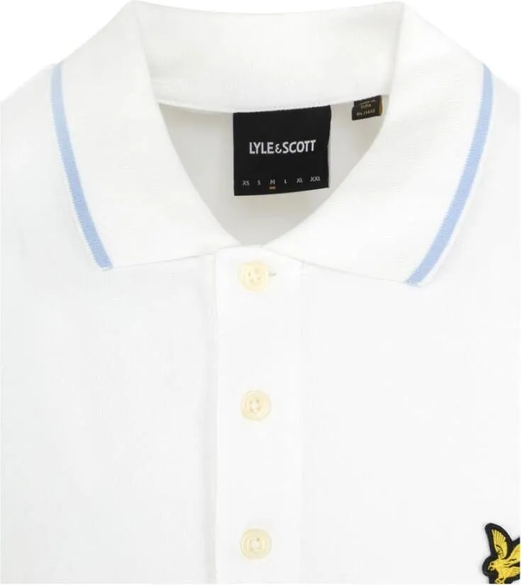 Lyle & Scott oversized polo met contrastbies white light blue
