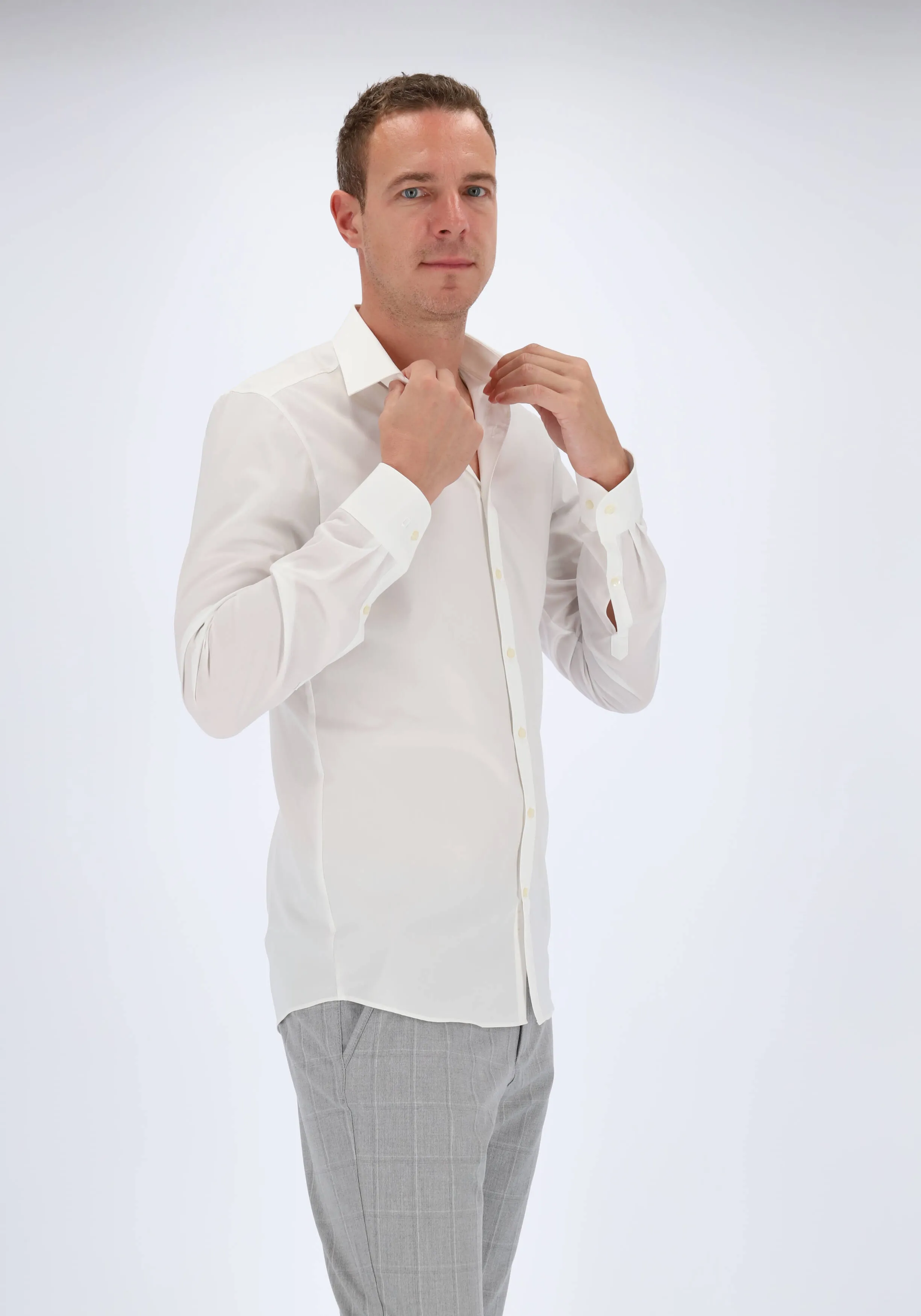 OLYMP Level 5 body fit overhemd, mouwlengte 7, beige