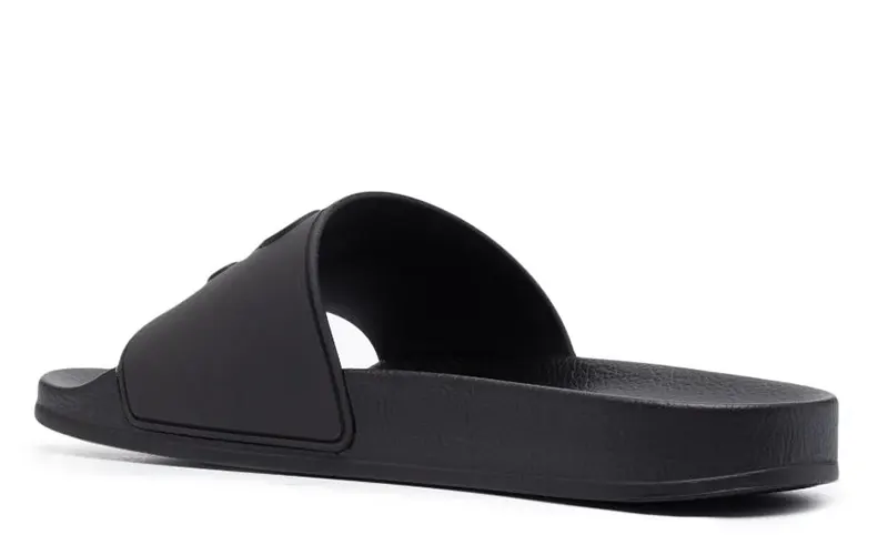 Palm Angels Logo Embossed Slippers Black on Black