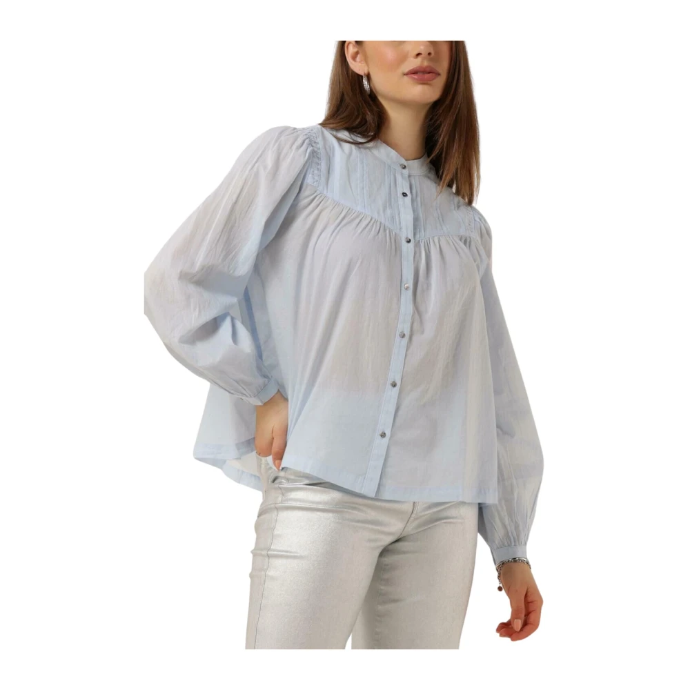 SCOTCH & SODA Dames Blouses Shirt With Pin Tuck Yoke And Gathering Lichtblauw