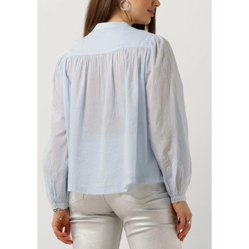 SCOTCH & SODA Dames Blouses Shirt With Pin Tuck Yoke And Gathering Lichtblauw