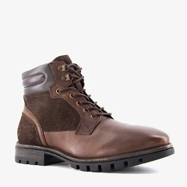 Van Beers leren heren veterboots bruin met suede
