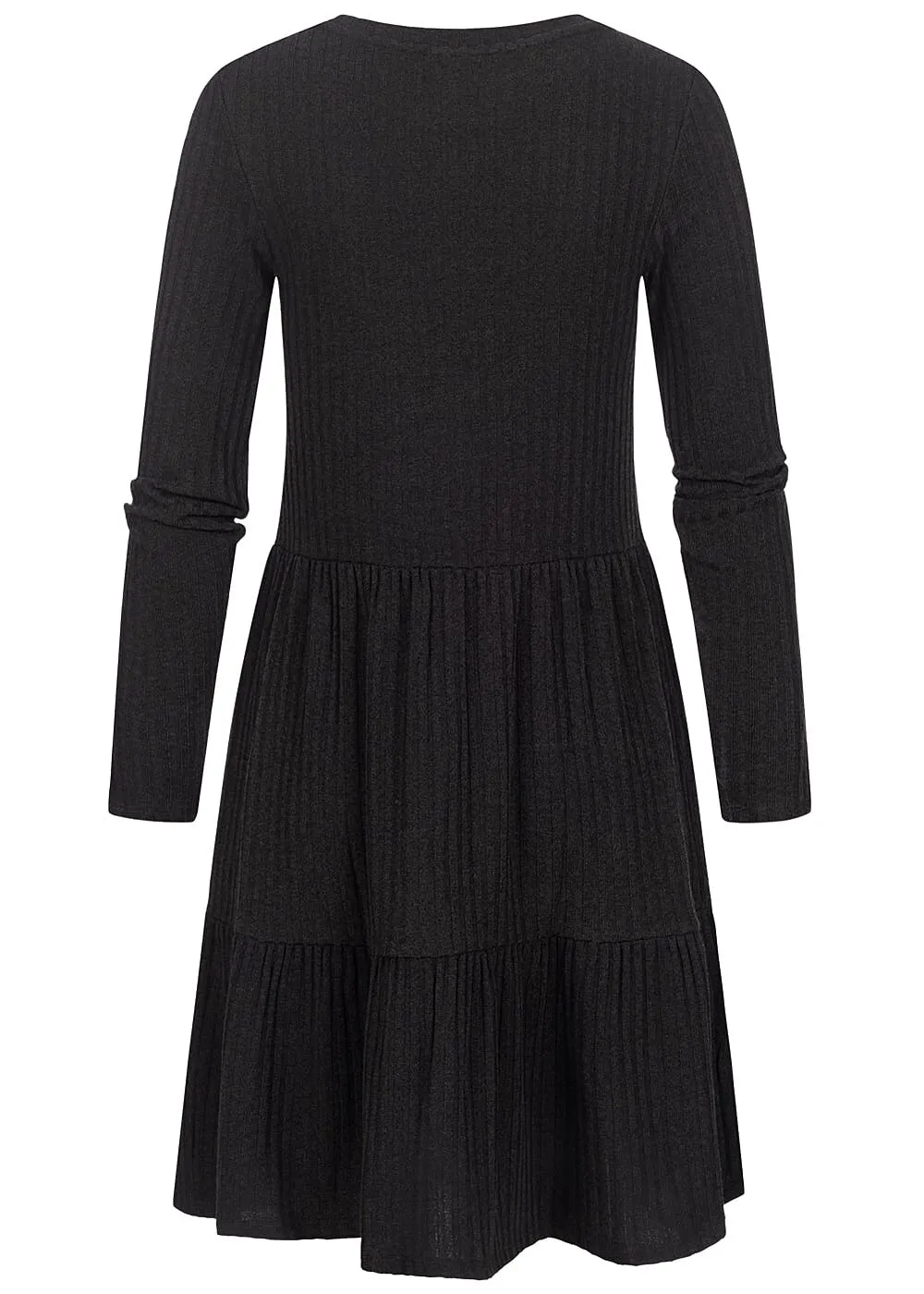 VILA Damen NOOS Ribbed Stufen Strickkleid schwarz