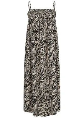 VILA Dames Viscose Bandeau Jurk met tropische print beige
