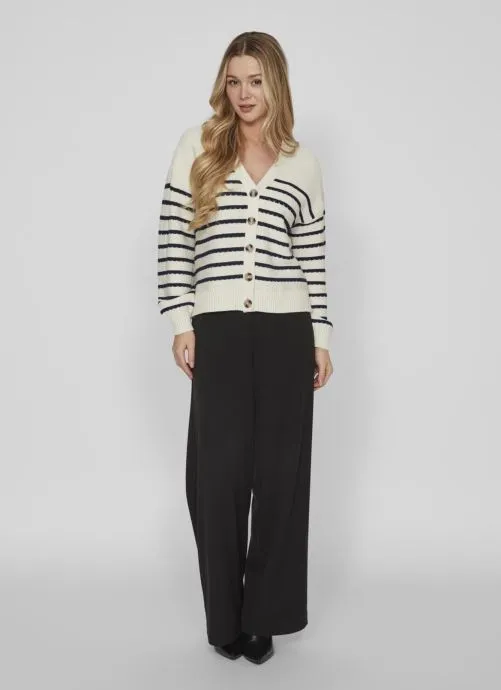      VILA VIJOFFI REV L/S STRIPE KNIT CARDIGAN  WIT   