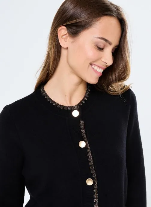      VILA VISIWI ONECK L/S GLITTER KNIT CARDIGAN  ZWART   